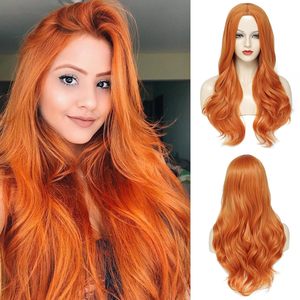 <span class=keywords><strong>Pelucas</strong></span> Largas con Ondas Profundas para <span class=keywords><strong>Mujer</strong></span>, Stock de Fábrica, para Fiestas, Cosplay, Uso Diario <span class=keywords><strong>Pelucas</strong></span> de malla de seda sintética de alta temperatura con raya central, multicolor, 180% de densidad - Product Image 2