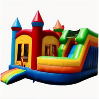 Château gonflable géant commercial en PVC, mini château gonflable à thème de dessin animé, toboggan aquatique, château gonflable extérieur pour enfants avec souffleur