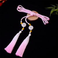 Hanfu Palace trenza cuello redondo bata cintura cuerda viento antiguo flecos falda cinturón tejido a mano accesorios de ropa colgante