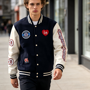 Chaqueta de Béisbol ODM2026, Nueva Llegada, para Hombre y Mujer, Bordado Intenso, Parches de Cuero, Estilo Urbano, Chaqueta Bomber con Logotipo Personalizado - Product Image 3