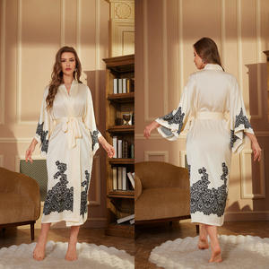 ชุดนอนผ้าซาตินขนาดใหญ่พิเศษสำหรับผู้หญิง, ชุดนอนแขนยาวแบบบางสำหรับใส่ในบ้าน WP3383ฤดูใบไม้ผลิและฤดูใบไม้ร่วงมาใหม่ - Product Image 6