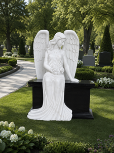 Lápida de Granito con Forma de Corazón para Cementerio, Estilo Americano Tradicional, Tallada en Piedra, con Diseño de Osito de Peluche - Product Image 3