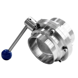 Vannes Konan en acier inoxydable 304, vanne papillon sanitaire à filetage interne DN80 DN100, levier manuel, industrie de l'eau - Product Image 2