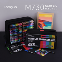 LANGUO – Lot de 288 marqueurs acryliques liquides à pigments intenses, gamme complète de couleurs, kit de papeterie artistique