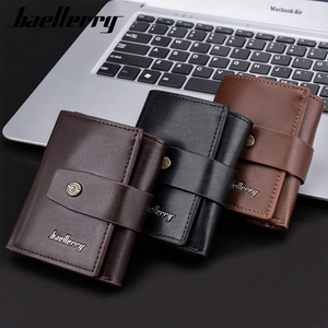 Baellerry Men's Tri-Fold <b>Wallet</b> Coffee Color RFID Protection Multi-Card <b>Holder</b> With Button Closure Solid Design - Product Image 4