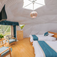 Japon Hot Spring Resort Hôtel Tente En Plein Air Famille Camp Dôme 4 Personnes Vivant Maison Préfabriquée Avec 2 Lits Simples Pour Le Glamping