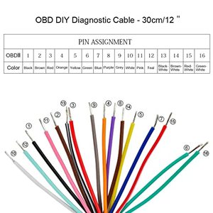 OBD ขั้วต่อชาย J1962เพื่อเปิดปลั๊กสายการวินิจฉัย OBD สายต่อขยาย OBD2 pigtail DIY อะแดปเตอร์ USB Mobley 30ซม. - Product Image 5