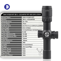 Discoveryopt HD 2-12X24SFIR FFP Nouveaux viseurs HD pour la chasse, viseur illuminé 2x, viseur LPVO compact 215 mm