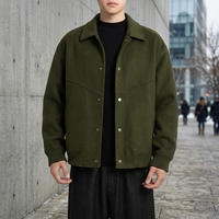 Veste Homme en Mélange de Laine Double Face à Revers Cranté et Boutons Pression Coupe Ample Hiver Décontracté Streetwear Personnalisé OEM