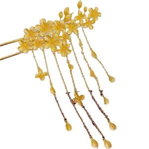 Gioielli per <span class=keywords><strong>capelli</strong></span> con fiori intagliati <span class=keywords><strong>dorati</strong></span> ciondoli lunghi con nappine per <span class=keywords><strong>capelli</strong></span> - Product Image 5