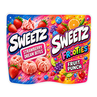 Sacs en plastique refermables personnalisés à fermeture éclair, anti-odeur, pochettes verticales pour bonbons, épaisses, 8ème format, 3,5g, 7g, horizontales, avec étiquettes autocollantes en Mylar