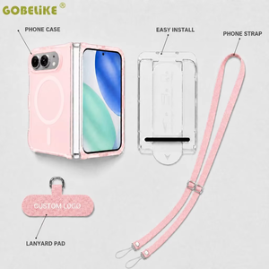 Protector de Pantalla de Vidrio Templado sin Bordes para iPhone, Funda para iPhone 18 Duo, Correa para Teléfono y Toallitas Húmedas de Limpieza para Pantalla de iPhone - Product Image 1