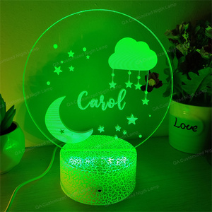 Luz de noche 3D acrílica personalizada, luna con estrellas, decoración de habitación de bebé, lámpara de noche, <span class=keywords><strong>regalo</strong></span> - Product Image 1