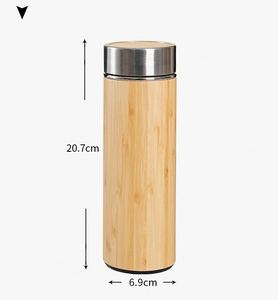 Custom Bamboo Stainless Steel Vacuum Thermal Insulation Reusable Travel Coffee <b>Cup</b> With Handle Wholesale - Product Image 6