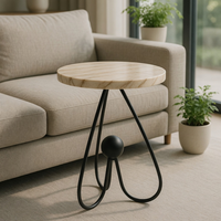 Table d'appoint de luxe avec plateau en marbre, table d'appoint en métal, table ronde moderne pour salon, chambre, appartement, hôtel