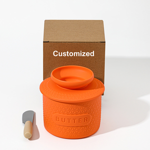 Hot Sale European Design Ceramic Silicone Butter Dish with Lid Eco-Friendly Home <b>Kitchen</b> <b>Accessory</b> Includes Butter Knife - Product Image 2