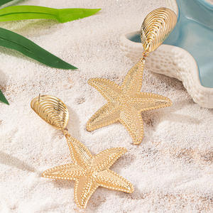 2024新着ファッション卸売金属幾何学イヤリングトレンディ幾何学五芒星ヒトデ18kゴールドドロップダングルイヤリング - Product Image 5