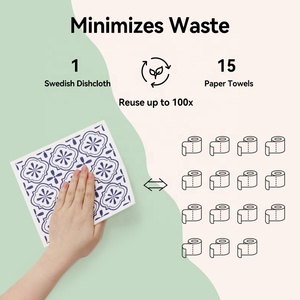Paños de Cocina Suecos Reutilizables Impresos por Proveedor OEM, 70% Pulpa de Madera, 30% Algodón, Biodegradables, para Limpieza del Hogar - Product Image 2