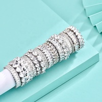 Bague Tendance en Argent Sterling 925 Empilable avec Zircone Cubique 5A, Ensemble de Bagues de Mariage et Fiançailles en Diamant Complet, Bijoux Fins pour Femme