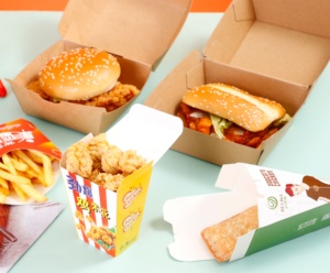 Caja de Entrega de Hamburguesas Negra con Impresión Personalizada, Ecológica, Biodegradable, de Grado Alimenticio, Resistente al Aceite, Desechable, para Llevar - Product Image 1