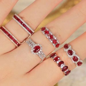 Bague en or pur 18 carats Xinfly GRC avec rubis rouge vif et diamants blancs pour homme - Product Image 1