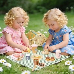 Kit de jeu d'extérieur pique-nique en bois de qualité supérieure pour tout-petits, accessoires de cuisine d'imitation, ensemble de nourriture à découper avec panier - Product Image 3