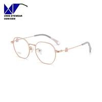 Monture optique hexagonale en titane sur mesure OEM, anti-lumière bleue, pour enfants et adolescents, taille 49-17-142, avec support de remboursement de 13 % de taxes