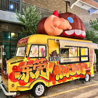 Camion de restauration rapide électrique avec cuisine complète, pizza, hamburgers, glaces et café - Châssis en acier inoxydable, garantie 1 an