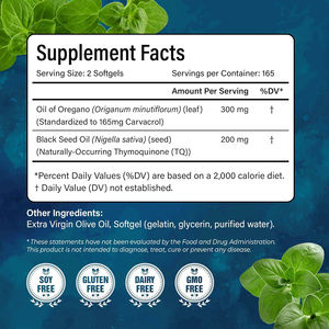 Cápsulas de Aceite de Orégano Silvestre y Semillas Negras de Alta Calidad, Suplemento en Cápsulas Blandas, Aumenta la Inmunidad y Apoya la Digestión - Product Image 2