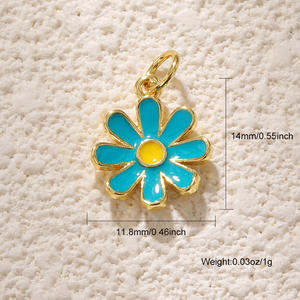 Bohemian kalung bunga Tulip aster, Aksesori Perhiasan DIY, konektor liontin kamelia lapis emas tembaga - Product Image 3