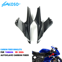 AKOSO Ailerons de moto en fibre de carbone sèche pré-imprégnée 100% autoclavée, carénage aérodynamique noir en gelcoat pour Yamaha R9 2025-2027+