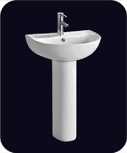 Alla moda singolo foro ceramica arte lavabo con piedistallo di fissaggio a parete con la schiena - Product Image 3