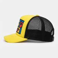 Casquette de camionneur PopArt personnalisée à 6 panneaux avec impression sur toile, broderie 3D en relief, maille et velours bicolore pour l'extérieur