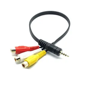 Grosir 3.5 Mm Ke 3RCA Female Kabel AV Kabel Video 3.5 Mm Male Ke 3RCA Female Plug Stereo Audio Video AUX Cord