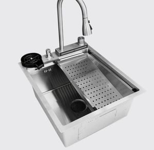 <span class=keywords><strong>Petit</strong></span> robinet de pluie à <span class=keywords><strong>cascade</strong></span> SUS en acier inoxydable 304 doré et noir de 20 pouces, évier de cuisine à bol unique fait à la main - Product Image 6