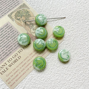 Czech Green Colored <b>Glass</b> With Gold <b>Beads</b> DIY Handmade Jewelry <b>Bracelet</b> Necklace <b>Bead</b> Accessories Material - Product Image 3