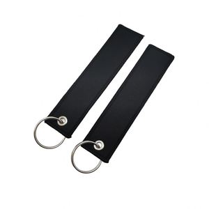 Porte-clés en tissu vierge personnalisé avec logo brodé ou imprimé, style Jet Tag - Product Image 1