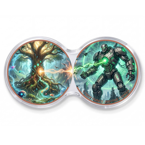 Lot de 2 pièces de 1 oz en cuivre fin .999, pièces de combat modernes, antiques, fantastiques ou science-fiction, motif <span class=keywords><strong>Arbre</strong></span> de Vie/Mecha futuriste, ensemble de pièces de collection rondes - Product Image 1