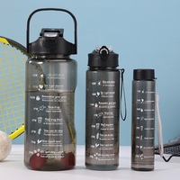 Gobelet en plastique pour sport avec infuseur à fruits, marqueur de temps et couvercle rabattable, 2000ml 800ml 300ml, ensemble de tasses à eau portables pour l'extérieur, vente en gros