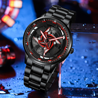 Montre à Quartz de Luxe Créative Série Voiture Shanghai, Style Sportif Rotatif, Aiguilles en Acier Inoxydable Noir, Chiffres Romains, pour le Dropshipping