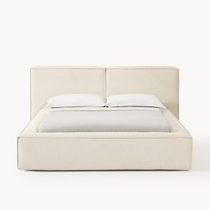 Cadre de lit plateforme minimaliste rembourré avec tête de lit rembourrée pour chambre à coucher, lit en tissu personnalisable (double/king size) - Product Image 6