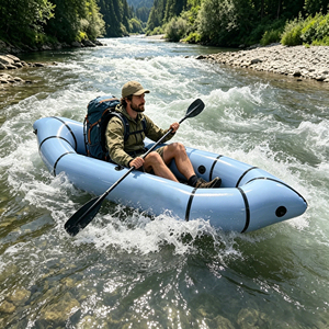 Kayak gonflable <span class=keywords><strong>2</strong></span> places en TPU, prix d'usine, packraft léger et durable, canoë pour lac, rivière, pêche, voyage, bateau compact - Product Image 6