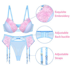 Оптовая продажа от производителя: кружевное нижнее белье больших размеров, сексуальное белье, ODM/OEM, дышащий бюстгальтер с большими чашками, модный дизайн, комплект. - Product Image 4