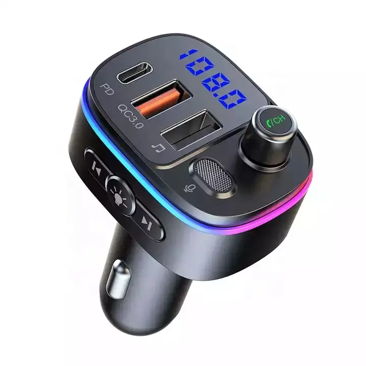 Ultimo Design T65 QC 3.0 Multi Led Light PD Port cellulare ricarica rapida Car BT 5.0 Wireless Stereo lettore MP3 trasmettitore FM