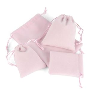 OEM ODM Bulk Dust Bags Pouch Manufacture Wholesales Custom Logo Bracelet <b>Ring</b> Jewelry Small Pink Drawstring Velvet Bags - Product Image 1