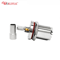 Conector Hembra UHF para Cable RG58 de 50 Ohmios, Tipo Crimp para Montaje en Panel con Junta, Terminación RF