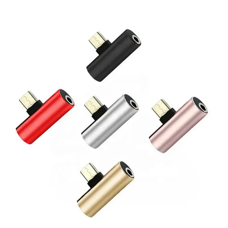 Muestra gratis 2 en 1 Tipo C a Jack de 3,5mm para auriculares convertidor de carga precio más bajo 3 en 1 Adaptador conector para Dispositivo de tipo C