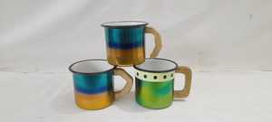 Gradient <b>Enamel</b> Coffee <b>Mug</b> Wooden Handle Metal Cup Casual Drinkware for Home Camping Gift - Product Image 5