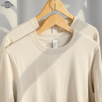T-shirt en coton pur multi-usages Lumos personnalisable avec logo, couleur unie, coupe ample, décontracté, à manches longues, pour homme et femme
