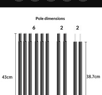 Tige de support pour auvent extérieur, accessoire de tente coupe-vent en tube de fer, support léger de 50 cm pour pique-nique, camping, pêche
